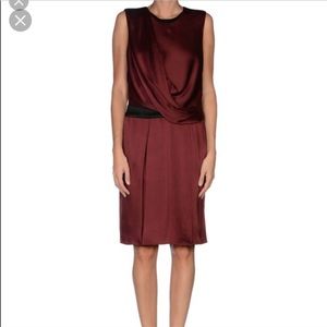 Helmut Lang burgundy toga style dress